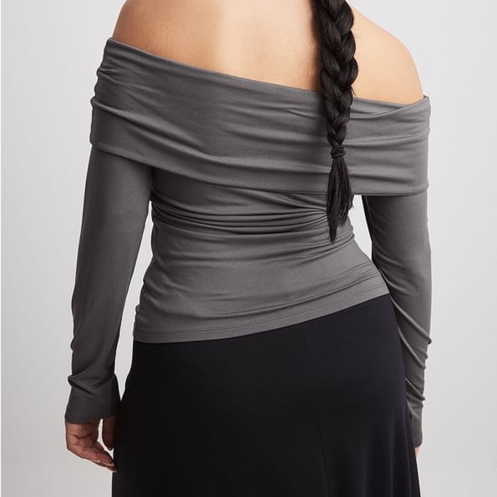 NA-KD Gray Soft Line Long Sleeve Top Medium - Picture 4 of 8